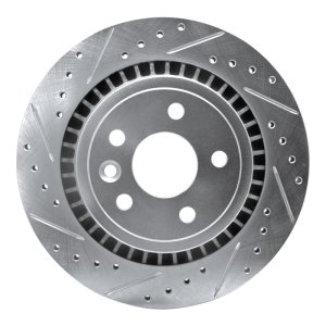 Volvo XC60 Brake Rotor (1) - Rear Left - R1 Concepts - Drilled & Slotted - Silver - `10-`17